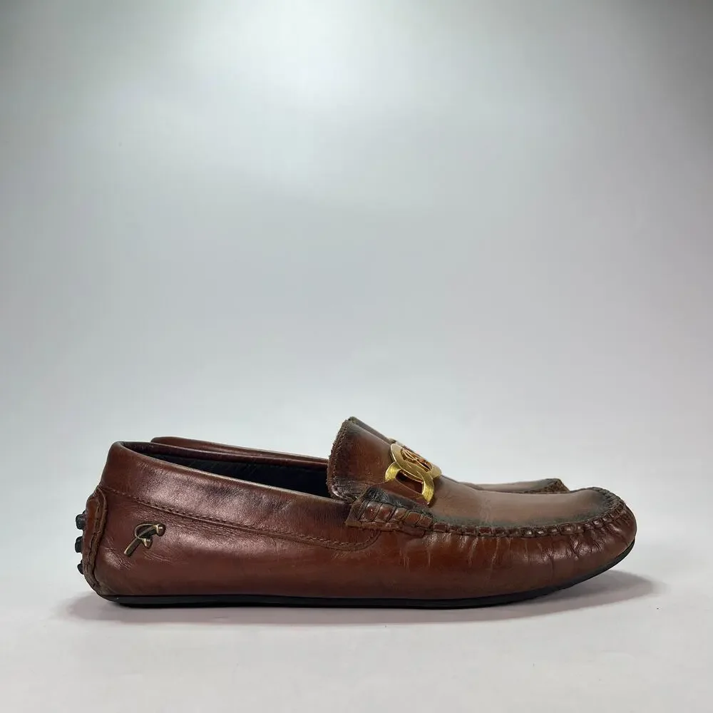 Mocassini Artigianali Brown Leather Driving Loafers Shoes Men's Sz US 10.5 EU 43